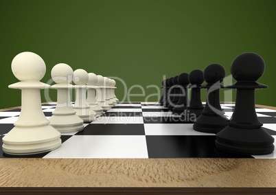 3d Chess pieces against green background