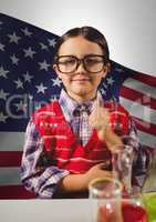 Smart children Smiling against american flag