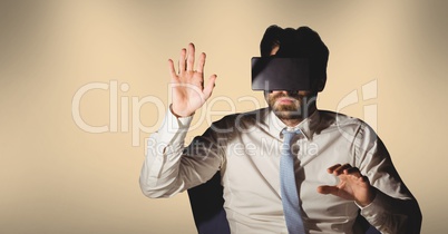 Man wearing virtual reality headset