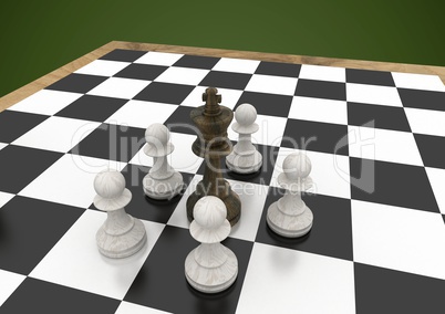 3D Chess pieces against green background