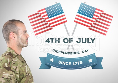 Proud soldier with 4th of July design
