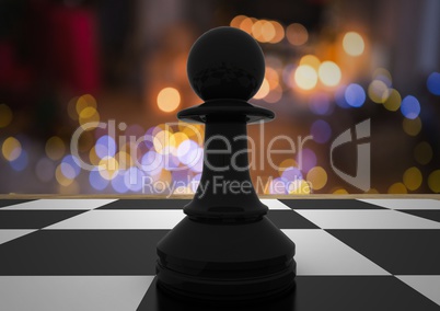 3d Chess piece against night bokeh