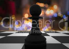 3d Chess piece against night bokeh