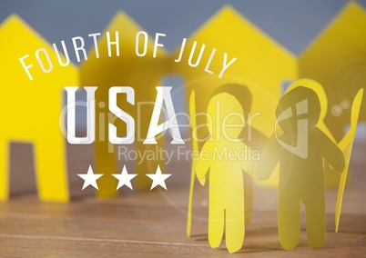 Yellow paper family for the fourth of july