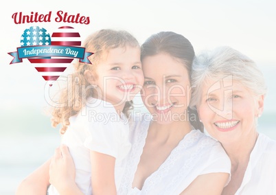 Three generation smiling for the independence day