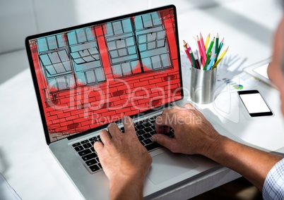 desk with 3d laptop
