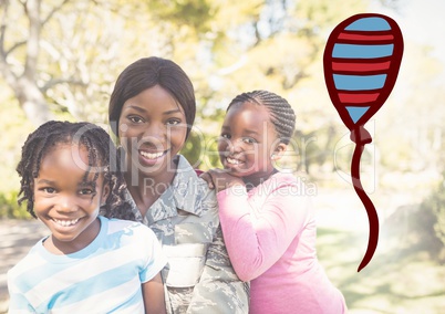 Smiling american family in the garden