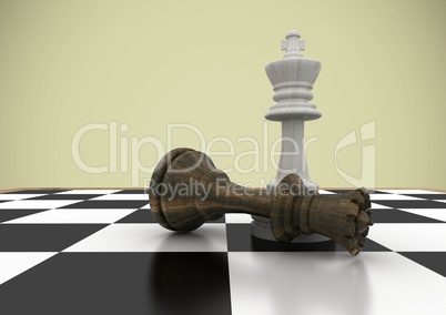 3D Chess pieces against green background