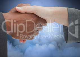 3d Handshake with cloudy background