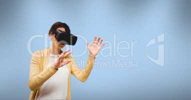 3d Woman wearing virtual reality headset
