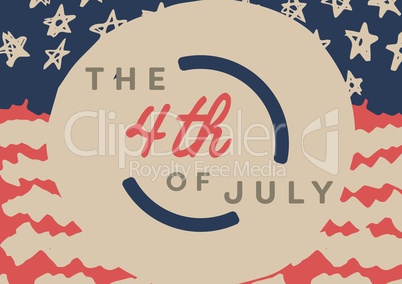 Fourth of July graphic against hand drawn american flag