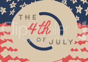 Fourth of July graphic against hand drawn american flag