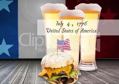 Poster of independence day with burger and beer