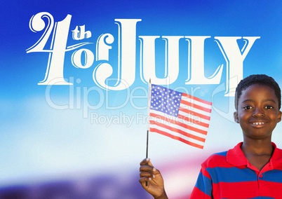 Children holding an american flag for the 4th of July