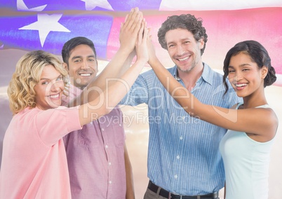 Friends clapping their hands together for independence day