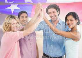 Friends clapping their hands together for independence day