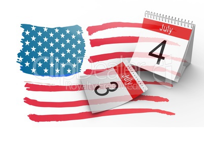 4th of July Calendar with drawn american flag