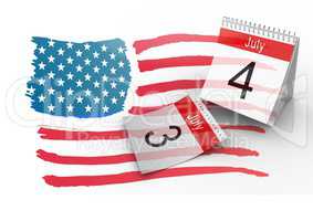 4th of July Calendar with drawn american flag