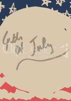 Cream fourth of July graphic against hand drawn american flag