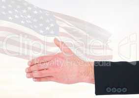 Part of a man against american flag