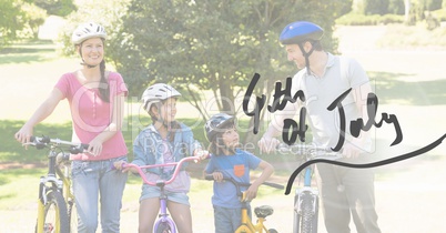 Family bicycling for the 4th of July