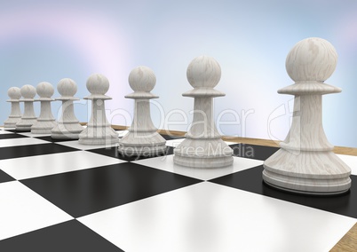 3d Chess pieces against lilac abstract background