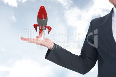 3d rocket on hand 3d rocket on hand