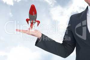 3d rocket on hand