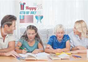Happy family drawing for independence day