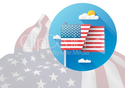 Composite image of American flag against 3D american flag