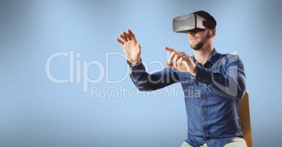 Man wearing a virtual reality headset Man wearing a virtual reality headset