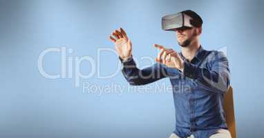 Man wearing a virtual reality headset