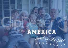 Happy family sitting in a couch