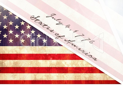 Independence Day declaration with USA flag