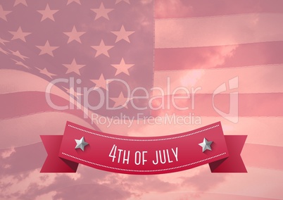 4th of July design with an american flag in background