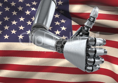 Robot Android hand Thumbs Up American Flag