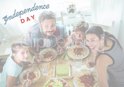 Fcomposite image of a family eating around a table for the independence day