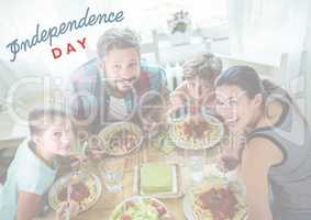 Fcomposite image of a family eating around a table for the independence day