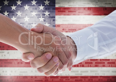 Handshake against american flag