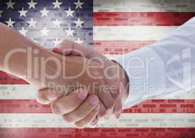 Handshake against american flag