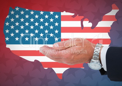 Hand of a business man against american flag