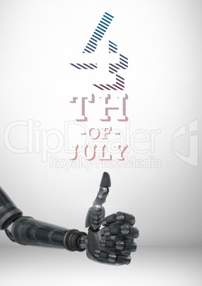Composite image of robot with thumbs up for the 4th of july