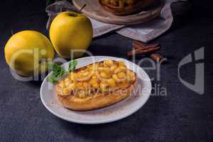 Apple fruit spread with cinnamon and fruit pieces