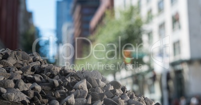 3D Pile of rubble stone  in city