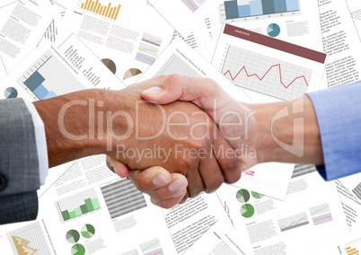 Handshake against document backdrop