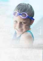 Child at Swimming pool with transition 3d