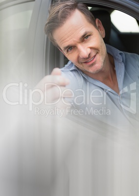 Man in car with transition effect Man in car with transition effect