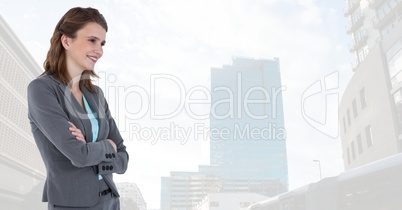 businesswoman in cityscape