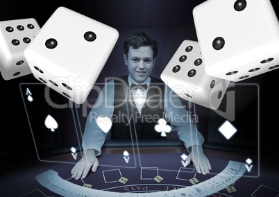 3d Pairs of dice in front of croupier