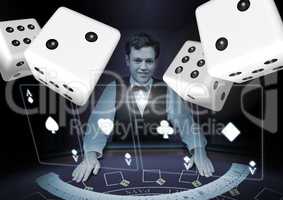 3d Pairs of dice in front of croupier